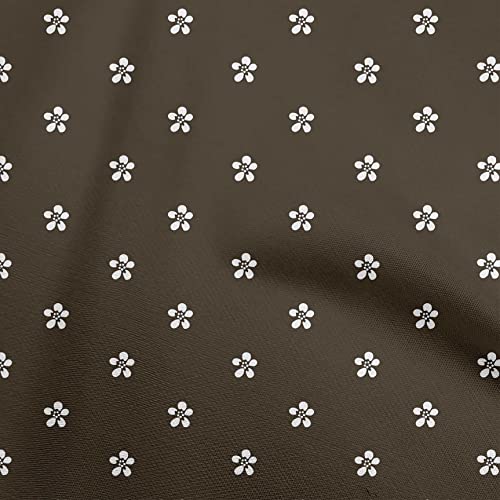 oneOone Polyester Spandex Dark Brown Fabric Floral Sewing Fabric by The Yard Printed DIY Clothing Sewing Supplies 56 Inch Wide