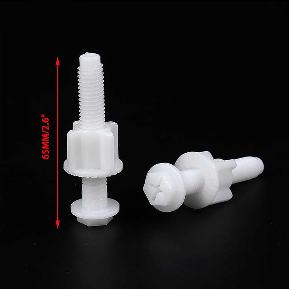 2Pair Plastic Toilet Seat Screws Toilet Seat Hinge Bolt Screw for Top Mount Toilet Seat Repair Replacement Accessories