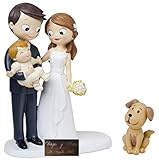  diversityofworld Figura Novios con Bebe y Perro GRABADA con el Texto Que Indiques y Dibujo Corazón (Opcional)