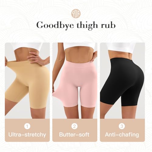Image of YADIFEN Slip Shorts for Under Dresses Women Seamless Anti Chafing Underwear Shaping Boyshort Smooth Thigh Biker Short Panties