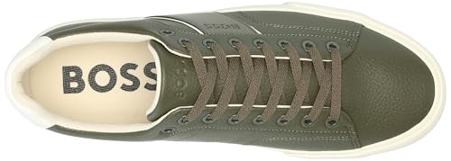 Image of BOSS Men's Aiden Logo Block Leather Low Top Sneakers | Casual Shoes