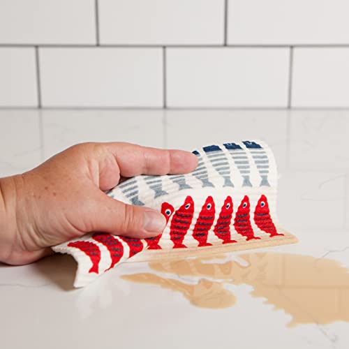Ecologie Swedish Sponge Reusable Dishcloth Little Fish 6.5 X 8 Inches, Set Of 2 #TOP2