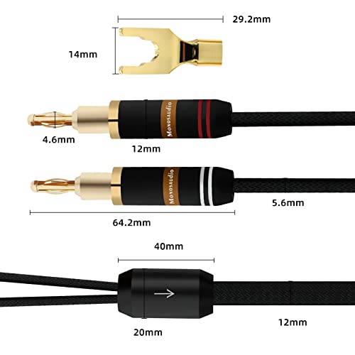 Nobrand Monosaudio 12Awg Audiophile Speaker Cable Hifi Speaker Cable With 4 Banana Plugs And Convertible 8 Y Spade Gold Plated Connectors A Pair Ofc Copper High End Nylon Braid Speaker Wire(3M/9.8Ft) #TOP3