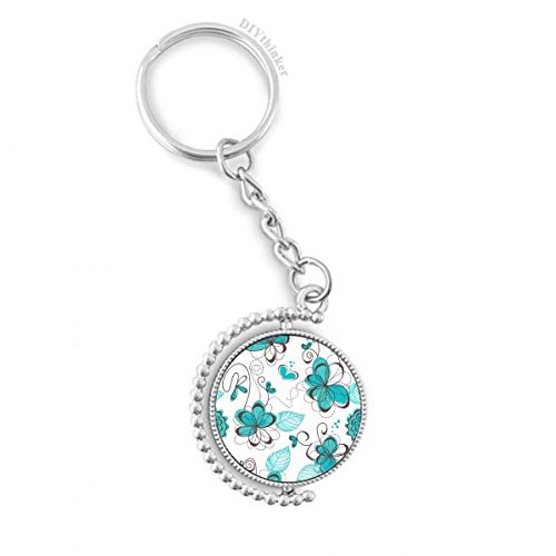 Porte-clés rotatif fleurs aquamarine à offrir pour une pendaison de crémaillère