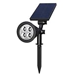 Luz Solar /Focos LED de exterior ,Impermeable IP65 , 2-en-1 ajustable Lámparas solares Luz de Paisaje al Aire Libre iluminación noche de la En-tierra Para Calzada, Patio, Cesped, Pathway, Jardín ,Piscina[1 Pack]