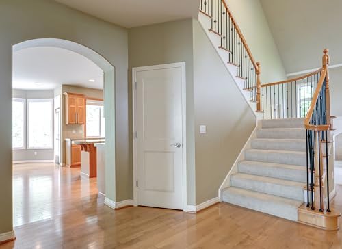 30 in. x 80 in. Left-Handed Solid Core Prehung Interior Door White Primed Double Panel with Oil Rubbed Bronze Hinges