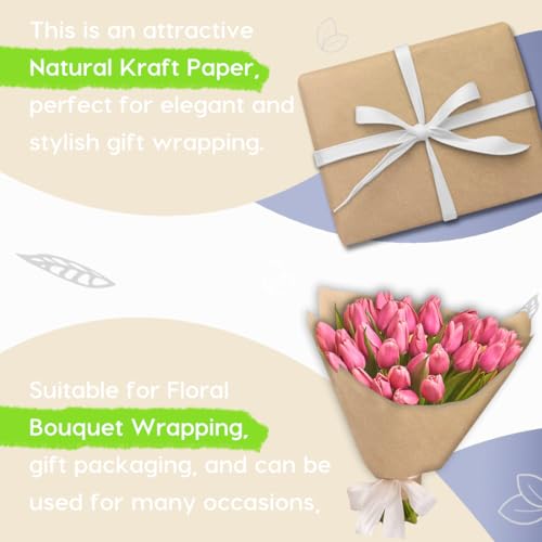 PerkHomy Brown Kraft Paper Roll 36" x 1,800" (150') for Gift Wrapping Bouquet Flower Art Painting Craft Writing Packaging Shipping 80GSM 55LB (Brown, 36" x 150') by PH PERKHOMY - Image 4