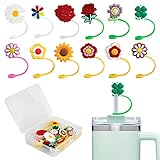 Almagic Cute Silicone straw covers cap - 12 Pack,straw covers for reusable straws,With transparent storage box, convenient storage,for 6-10 mm Straw