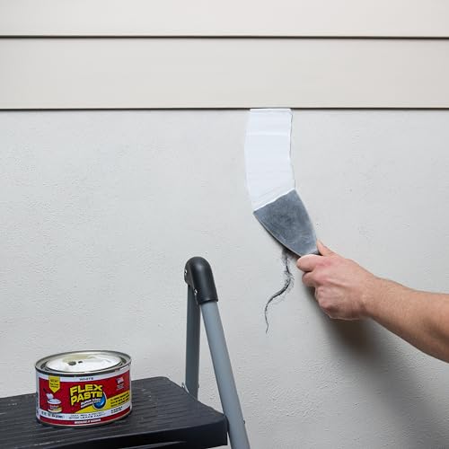 Flex Paste, Waterproof Paintable Putty, Spackle Sealant, Fill Gaps Cracks Holes - Block Out Water and Air - UV Resistant - Walls, Drywall, EPDM, Concrete, Roof, RV Repairs, White, Half-Quart