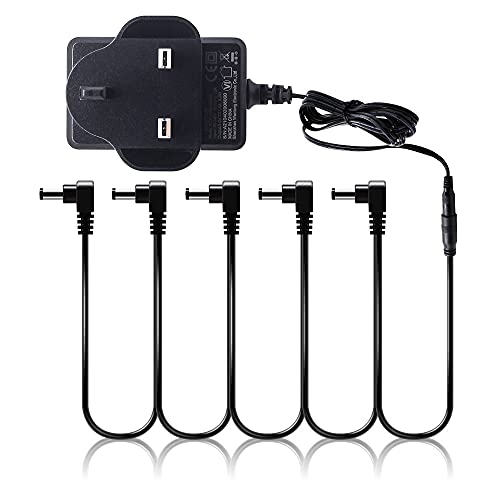 SONICAKE Pedal Netzteil Adapter Gitarre Bass Zubehör 9V DC 1000mA 1A Daisy Chain Power Cable 5 Way Right Angle Plug