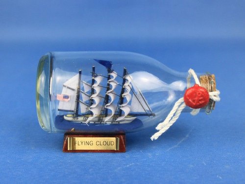 Hampton Nautical Flying Cloud Ship In A Glass Bottle, 5" , Brown #TOP4