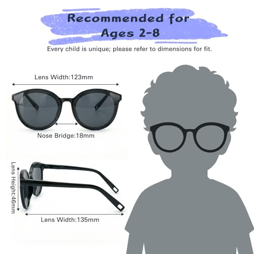 Image of Kids Polarized Sunglasses for Boys Girls, Flexible TPEE Eyewear, Age 3-8 | Filters solar glare and UV rays to shield children's eyes during outdoor play, travel, and beach adventures.