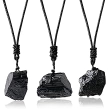 Apengshi Natural Black Tourmaline Raw Stone Necklace Irregularity Pendant Safeguard Reiki Energy Purification Negative Energy Healing Crystal Chakra Balance Spiritual Gift