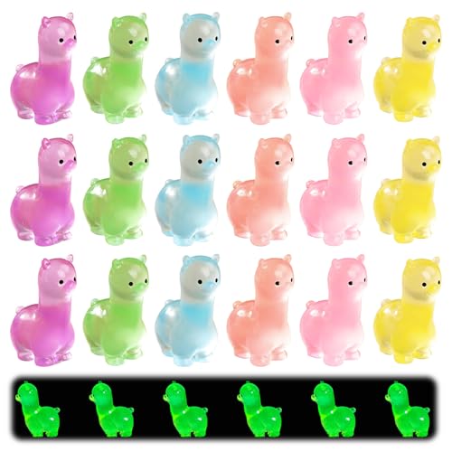Keboyoe 18 Piezas Mini Alpaca Luminosas de Resina Estatua Luminosa de Alpacas Mini Figuras Alpaca Luminoso mini alpacas de Resina Luminiscente para Jardines en Miniatura,Plantas en Macetas,DIY Decorar