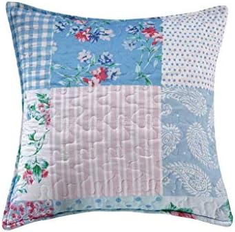 Patchwork Quilt Bedspread Super King Size Bed - 3 Pcs Box Pattern Thick Cotton Filling Bed Warmer Large Blanket Bed Spread With Quilt Fabric 2 Pillowcase - Denim Blue