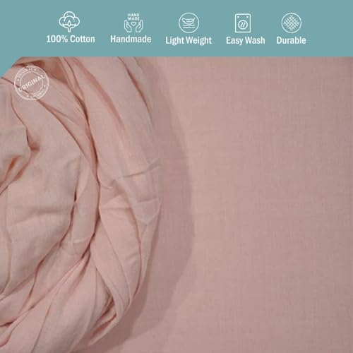 Image of Plain Mulmul Soft Cotton Fabric | Lightweight Breathable Mulmul Cloth | Super Quality Natural Cotton Fabric for Kurta, Dress, Dupatta, Lining & Craft Use (English Rose, 2.5 Meters)