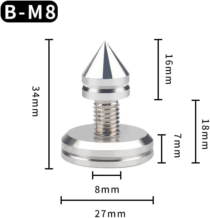 4PCS M6 M8 HiFi Audio Speaker Amplifier Spikes Pure Copper Rhodium Plated Shock Pad Speakers Repair Parts Foot Nails/Pads Stand(4PCS BM8 Foot Nails)