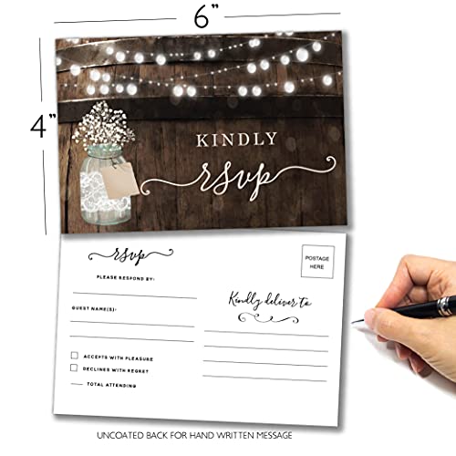 image for Your Main Event Prints 50 Rustic Mason Jar RSVP Postcards for Wedding,