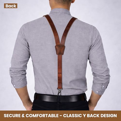 Image of Grain Buffalo Leather Suspender for Men | 0.2 inches thickness | Western Heavy Duty Dress Suspender