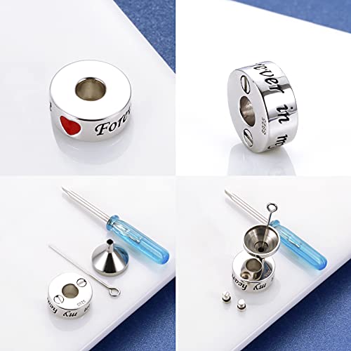 Sterling Silver Cremation Urn Bead Charm For Ashes - S925 Holds Two Memorial Keepsake Jewelry Fit Bracelet Gifts For Women Loss Loved One #TOP2