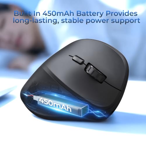 MOKURU Wireless Ergonomic Mouse, Supporting Bluetooth/2.4G Connection, Featuring 4 Buttons (Black) - image 6