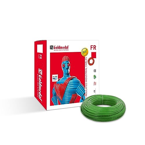 Goldmedal 90 Meter 1100V 1.0 Sq Mm Fire Retardant Elecrtic Wire (Green) – Pack Of 1 | Wire For Domestic & Industrial Connection Use | Multi-Strand, Pvc Electrical Insulated Copper Wire