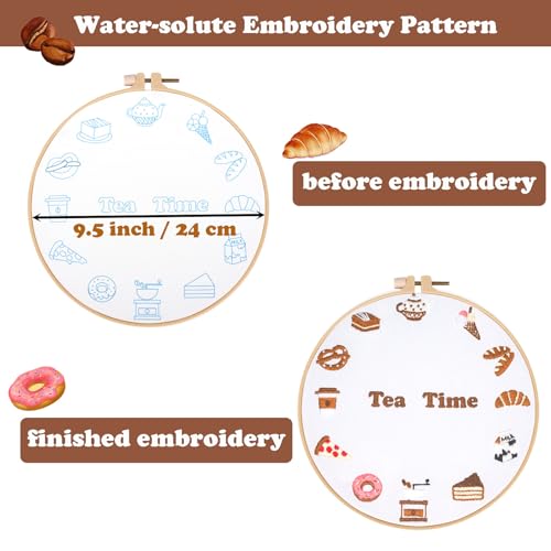 Image of Topapfo Advanced Embroidery Kit with Beginner Tutorials, Clock Funny Embroidery Patterns with Hoops Thread Needles Threaders