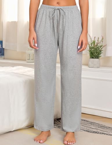 Image of Veseacky Women 100% Cotton Pajama Bottoms Comfy Soft Lounge Sleep Pants Drawstring Sleepwear 3 Pack S-XXL