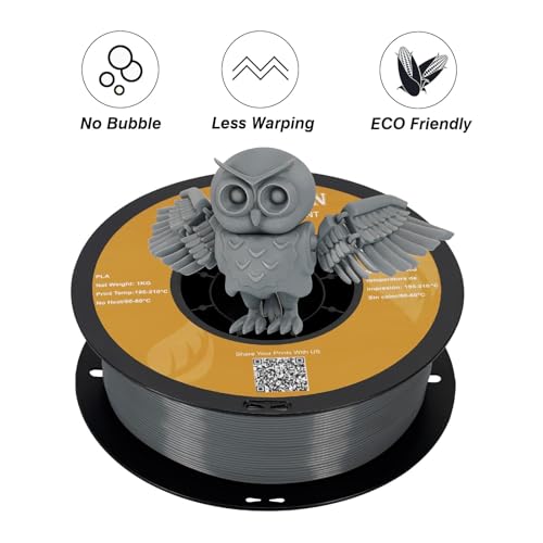 Image of Kingroon PLA 3D Printer Filament, Dimensional Accuracy + /- 0.02 mm, 1kg Spool(2.2lbs), 1.75 mm, 2KG Grey