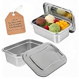 DOITOOL 2Pcs Stainless Steel Ice Cream Containers with Airtight Lids, 24 oz Homemade Ice Cream Tubs, Reusable Metal Freezer Storage, Sorbet & Gelato Keeper, Freezer Burn Prevention Storage