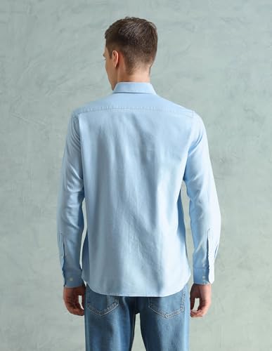Image of Arrow Sport Men Slim fit Cotton Solid Long Sleeves Button-Down Collar Shirt