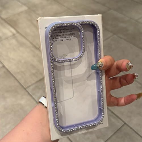 Coque iPhone 11 transparente violette paillettes avec coque arrière rigide