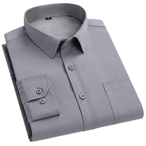 Camisa de vestir slim fit blanca de hombre elástica manga larga