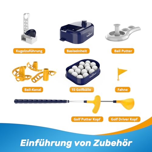 EagleStone Minigolf Set Spielzeug für Kinder, Golfspielzeug für 3-8 Jahre, inkl. verstellbarem Golfschläger, 15 Bällen und Golfwagen, Indoor & Outdoor Sport Geschenk für Jungen und Mädchen