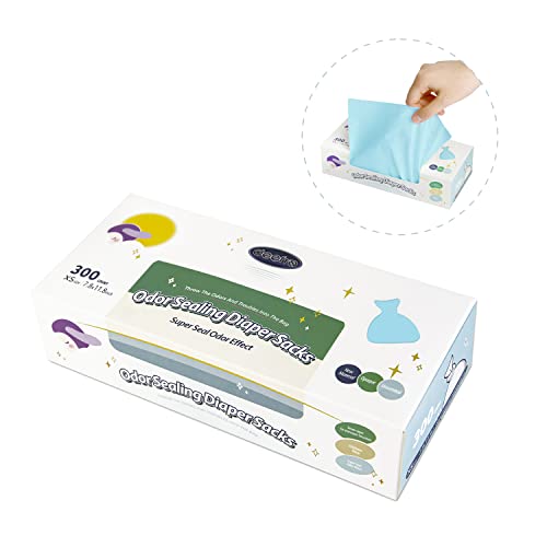 Deefre Odor Sealing Disposable Diaper Bags XS/300 Count Diaper Sacks Scented Diaper Trash Bags Large Capacity Diaper Disposal or Pet Waste Bags