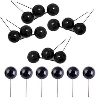 FSSTUD 100 PCS Mini Black Beans Needle Type Eyes Balls Glass Eyes for Puppets Dolls Crafts 8mm