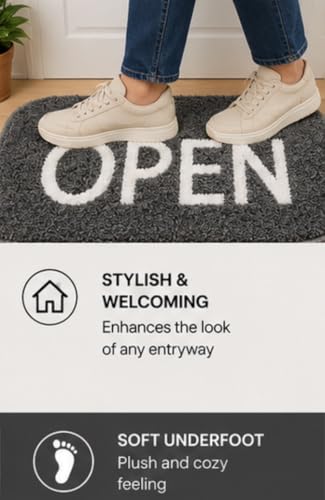 Image of Set of 2 Micro Anti Skid Bath Mat for Home Kitchen, Office, Water Absorbent Machine Washable and Quick Dry Luxury Mats for Bathroom, Kitchen, Entrance. (Grey Open)