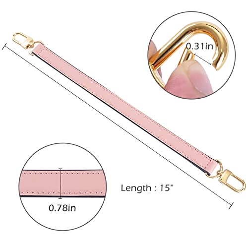 Image of Genuine Leather Plain Strap Replacement Top Handle Leather Strap for Handbag (Pink, 14.5 in)