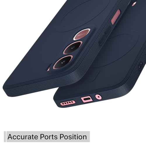 Image of Amazon Basics Back Cover for Vivo Y31 5G Soft Matte Silicone with Camera Protection | Mag-Safe Logo (Not Mag-Safe Compatible) | Shockproof Slim Fit Bumper Case (Blue)