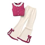 Generisch Mädchen-Outfit ärmellosem Crop-Top mit dekorativer Schleife eleganter ausgestellter Hose als lässige Sommerbekleidung für Teenager (8-9 Years)