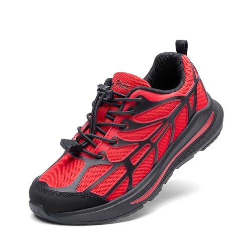 DREAM PAIRS Boys Girls Running Shoes Kids Athletic Lightweight Breathable Gym School Shoes 12 Little Kid Red/Black