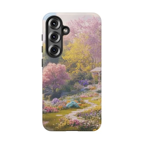 Coque Galaxy S25 rigide mate protection antichoc motif jardin de fleurs cascade