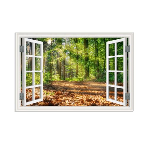 Tableau Fenêtre Ouverte Trompe l'Œil pour Briser l'Isolement des Murs Nus