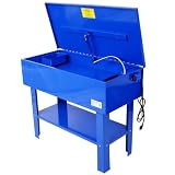 40 Gallon Parts Washer, Heavy Duty Automotive Parts Cleaner with 24 Gallon Solvent Capacity, 5 GPM Electric Pump, Steel Parts Washing Tank with Removable Shelf and Flexible Spout forWorkshop, Blue