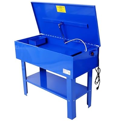 40 Gallon Parts Washer, Heavy Duty Automotive Parts Cleaner with 24 Gallon Solvent Capacity, 5 GPM Electric Pump, Steel Parts Washing Tank with Removable Shelf and Flexible Spout forWorkshop, Blue