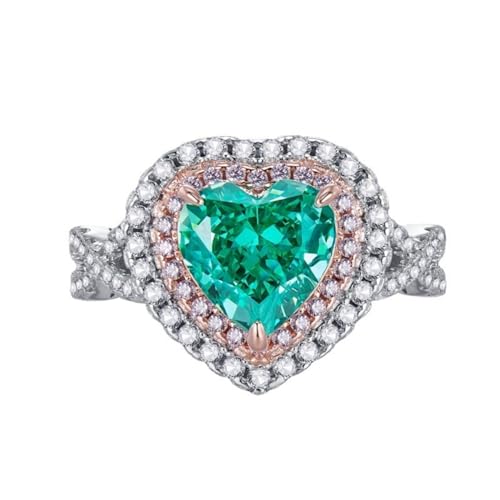 Bagues en argent sterling S925 cœur vert le cadeau romantique idéal