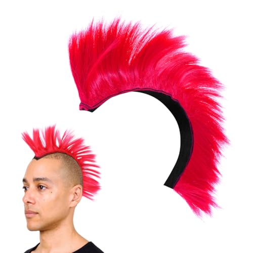 ULTECHNOVO Dekorative Helmperücke Pink Irokesen Haarteil Für Faschingskostüm Karneval Party Cosplay Zubehör Leichtes Material 31X9X4Cm