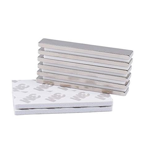 6 Stück Stabmagnete 4.5 KG Kraft 60 x 10 x 3 mm mit Doppelseitigem Klebstoff