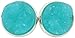 Silver-tone Aqua Blue Faux Druzy Stone Stud Earrings 12mm