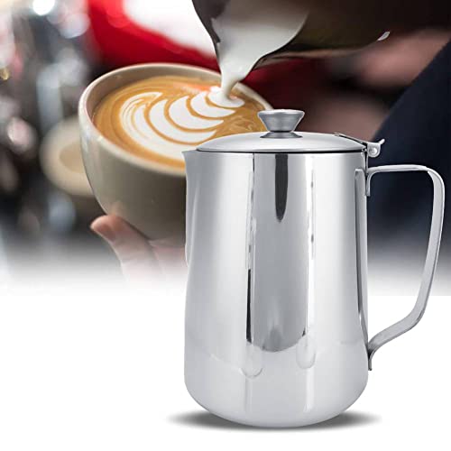 Milk Frothing Pitcher 350ml 600ml 900ml 1500ml 2000m(12oz 20oz 32oz 50oz 66oz) Steaming Pitchers Stainless Steel Milk Coffee Cappuccino Latte Art Barista Steam Pitchers Milk Jug Cup with Deco by Keenso - Used condition - Image 3
